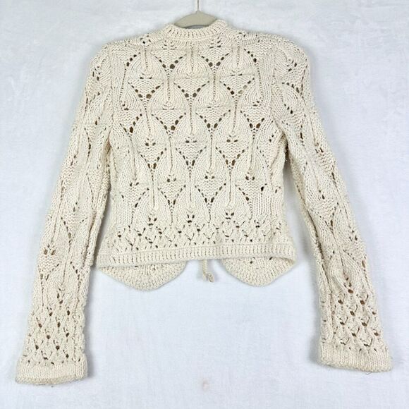 The Limited Vintage Y2K Crochet Knit Sweater Cardigan Size Small Chunky Cream - Picture 2 of 9